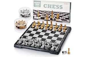 QuadPro Chess Set with Magnetic Travel Folding Chess Board and 2 Extra Queens, Educational Toys for Kids and Adults