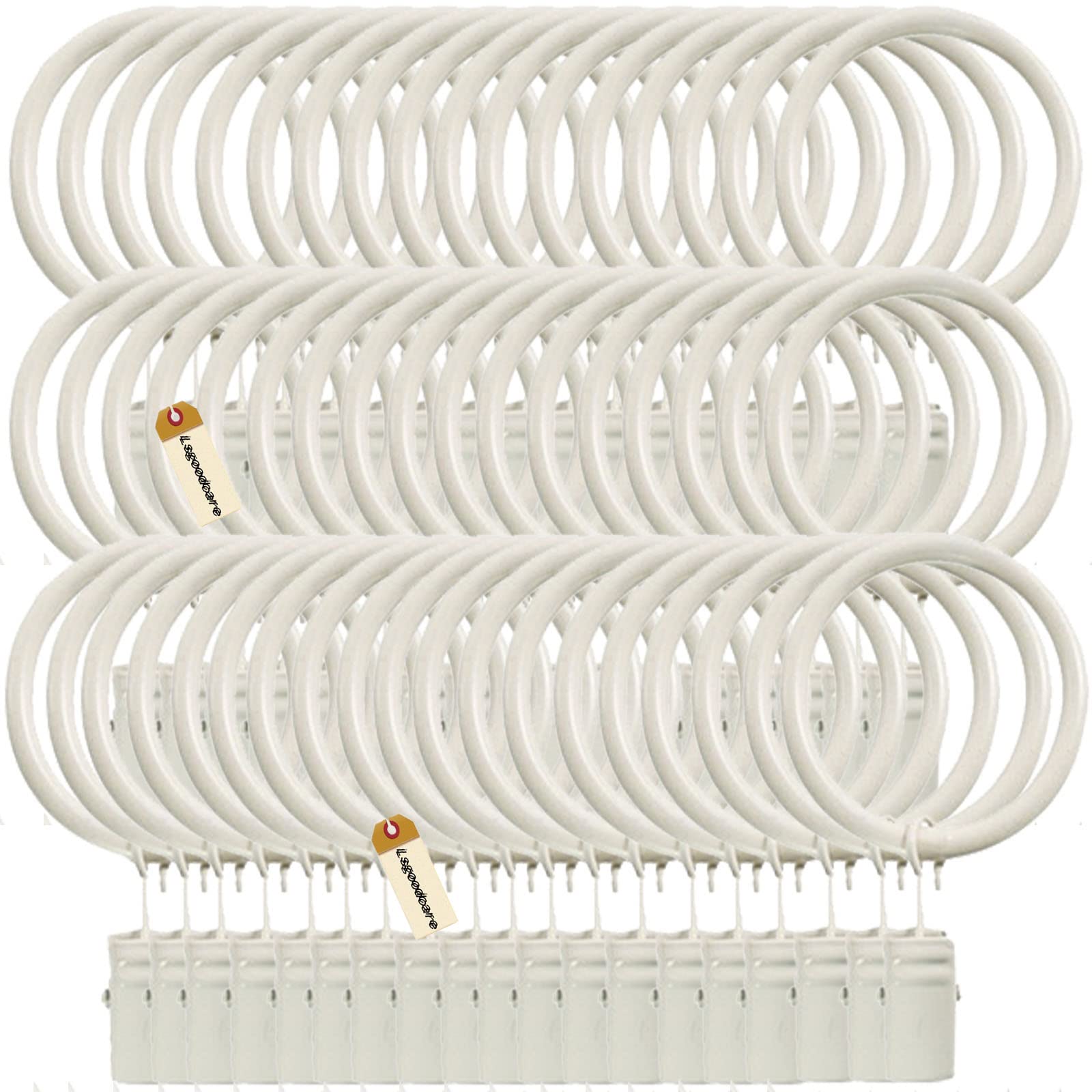 Lsgoodcare 60Pcs Curtain Clips with Rings White 38 mm, Strong Decorative Metal Shower Curtain Clip Rings 1.5Inch