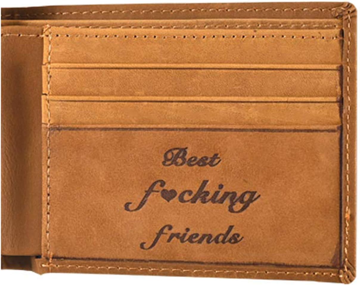 Best Friend Gifts Genuine Leather Wallets for Men, Personalized Wallets BFF Gifts for Christmas Birthday Graduation (Best Friend Gifts)