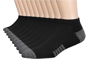 Eallco 10 Pairs Mens-Ankle-Socks Low Cut Breathable Cushioned Casual Socks 10 Pack