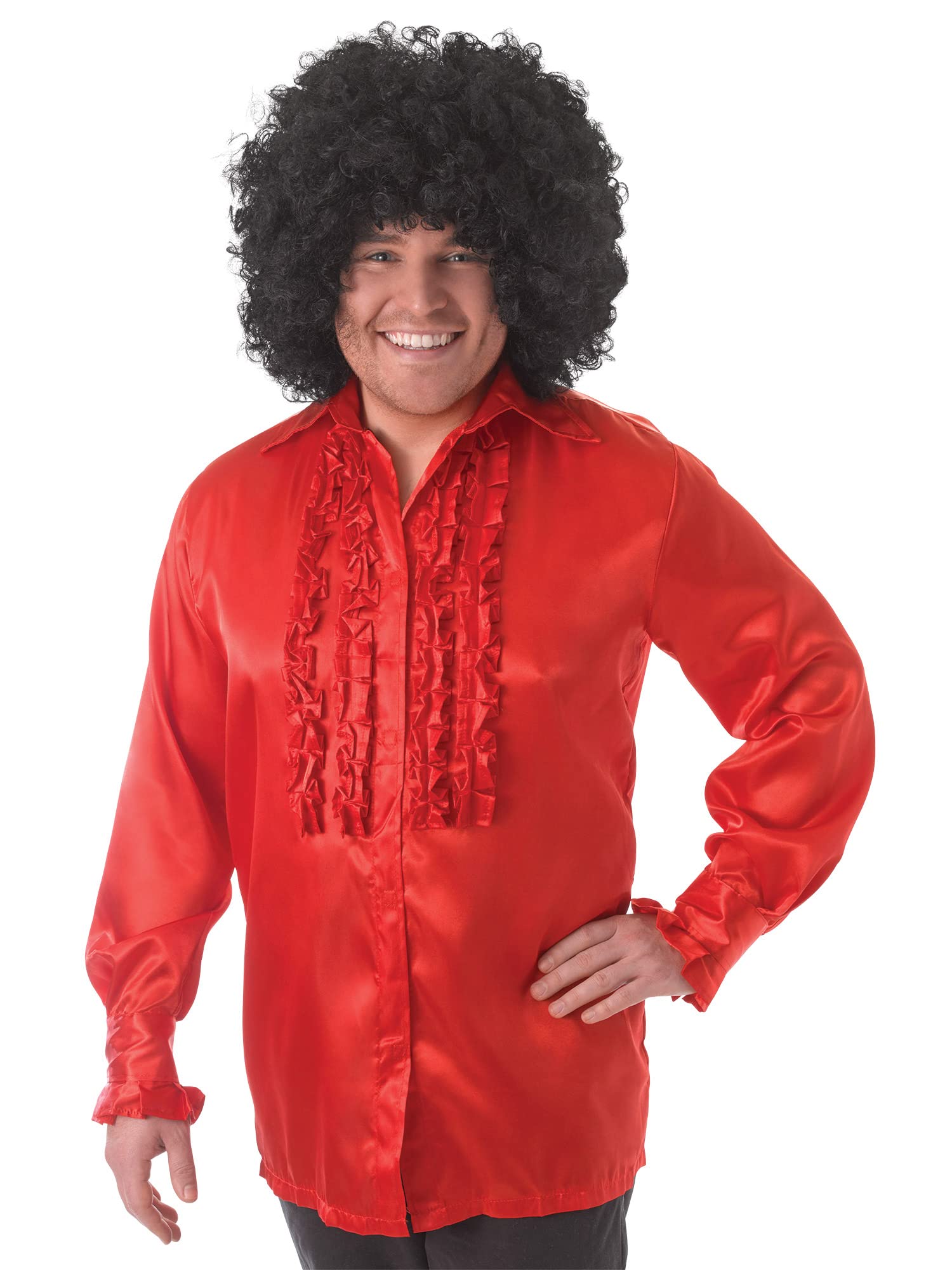 Bristol Novelty AC584 Satin Ruffle Shirt | For Men | Red, 42-44-Inch Halloween