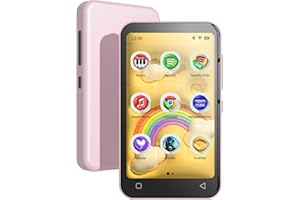80GB Kids MP3 Player with Bluetooth and WiFi, Parental Controls, Pre-Installed Spotify, Spotify Kids, Audible, TIMMKOO 4" MP4 Player Up to 1TB (Pink)
