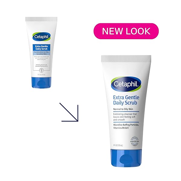 CETAPHIL EXFOLIATING FACE WASH, EXTRA GENTLE DAILY FACE SCRUB, GENTLY EXFOLIATES & CLEANSES, FOR ALL SKIN TYPES, NON-IRRITATING & HYPOALLERGENIC, SUITABLE FOR SENSITIVE SKIN, 6 FL OZ, PACK OF 2
