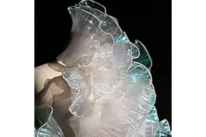 CREATIVESUGAR 5 Yards Retro Ruffle Pleated Chiffon Trim Dress Bag Decoration Tulle Fabric Applique Trimming Craft Sewing (Iridescent White)