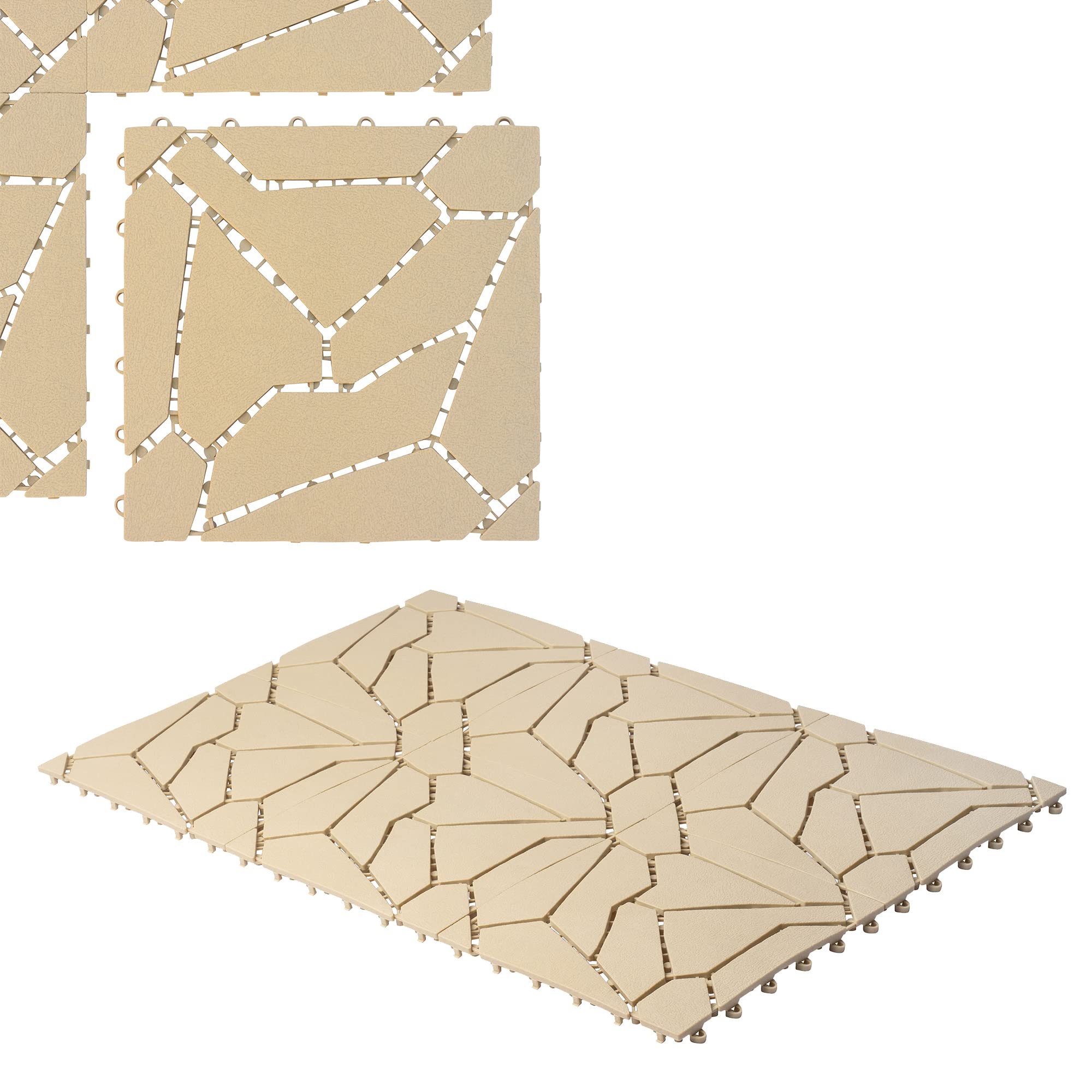 UPP Interlocking Tiles 30 x 30 cm 407 & 527 (6 Pcs, Natural Stone)