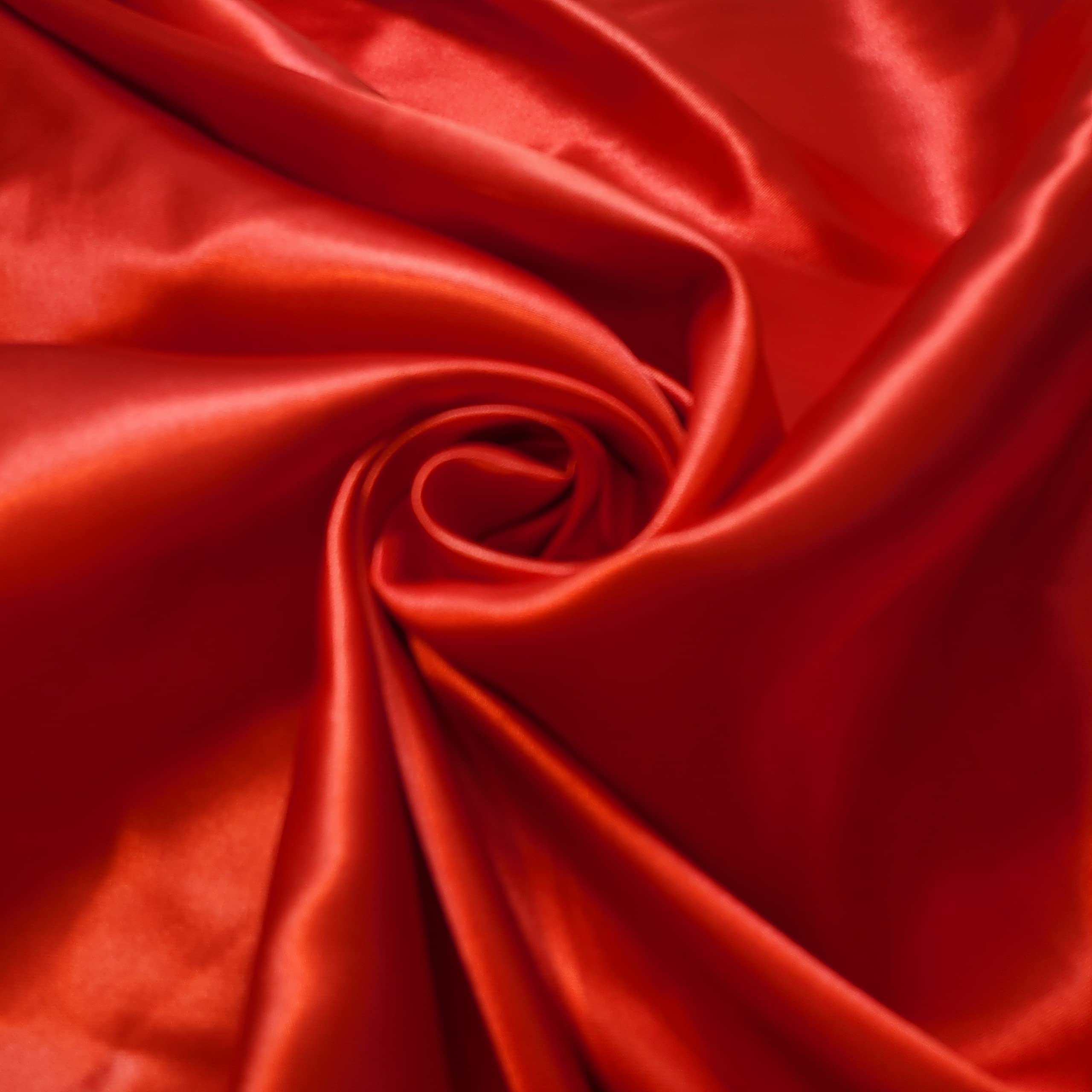 Silky Satin Liquid Solid Plain Luxury Dress Craft Decoration Drape Dancewear Material Wedding Dress Craft Fabric Material 44" - 112cm Wide (EP) (Red, 5 Meter)