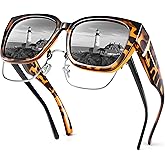 URUMQI Polarized Sunglasses Fit Over Glasses for Women, UV400 Protection Wrap-around Shades Trendy Oversized Square Lens