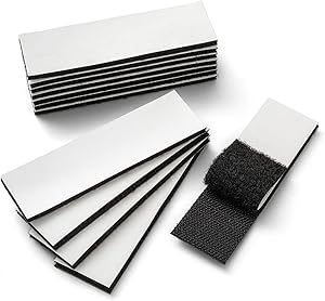 YBWM Heavy Duty Hook and Loop Tape Strips with Adhesive Sticky Back Fastener Pads Double-Side Mounting Tape Industrial Strength Interlocking Tape for Indoor Outdoor (Black, 12Pcs-3.9 x 1.2 Inch)