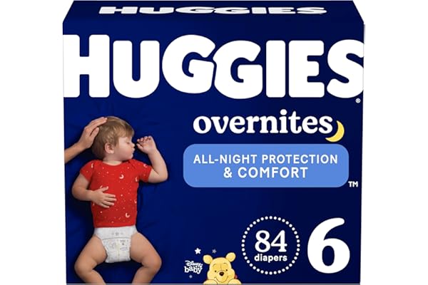 Huggies Size 6 Overnites Baby Diapers: Overnight Diapers, Size 6 (35+ lbs), 84 Ct (2 Packs of 42)