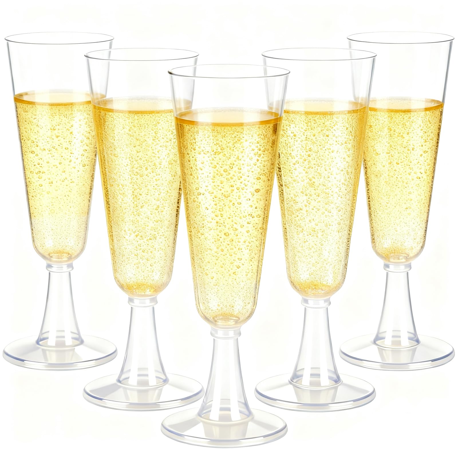 AKOLAFE 100Pack Plastic Prosecco Glasses 160ML(5.6oz) Champagne Flutes Plastic Glasses Clear Champagne Glasses Reusable Prosecco Flutes for Party, Wedding, Christmas and Daily Use