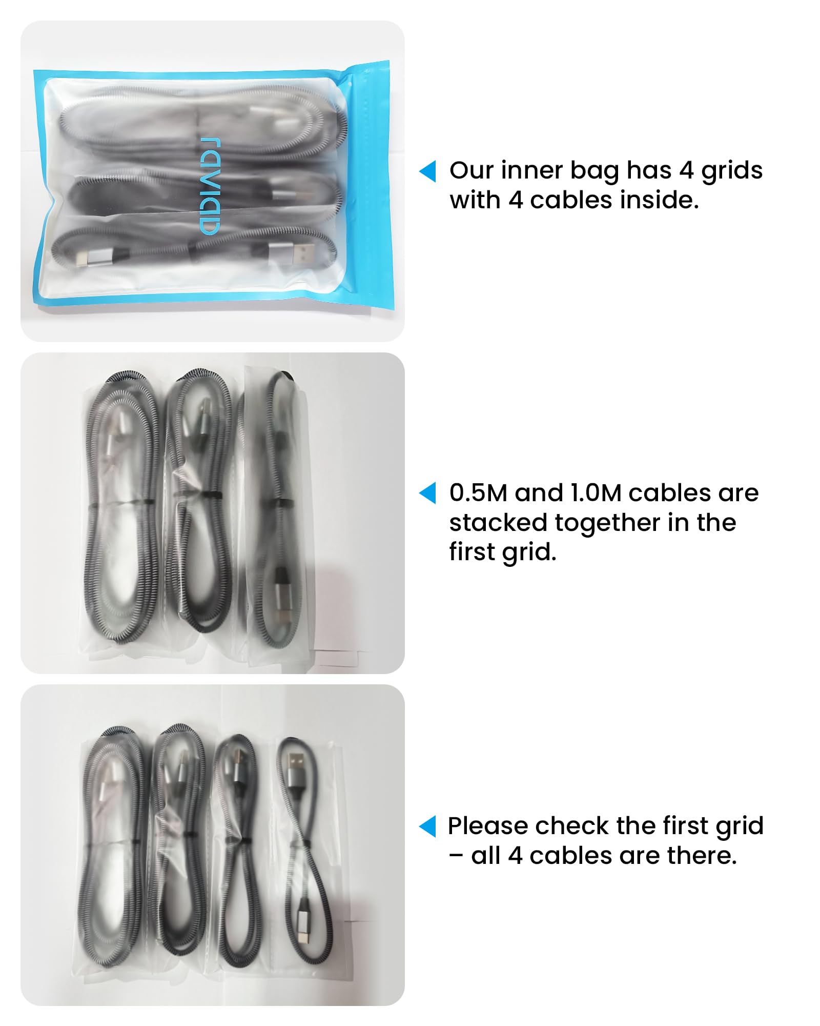 RAVIAD USB C Kabel [4Pack 0.5M 1M 2M 3M] 3.1A Ladekabel USB C Schnellladekabel Nylon USB C Ladekabel für iPhone 15 Pro Max, Samsung Galaxy S24 S23 S22 S21 S20 Note 10, Huawei P60 8