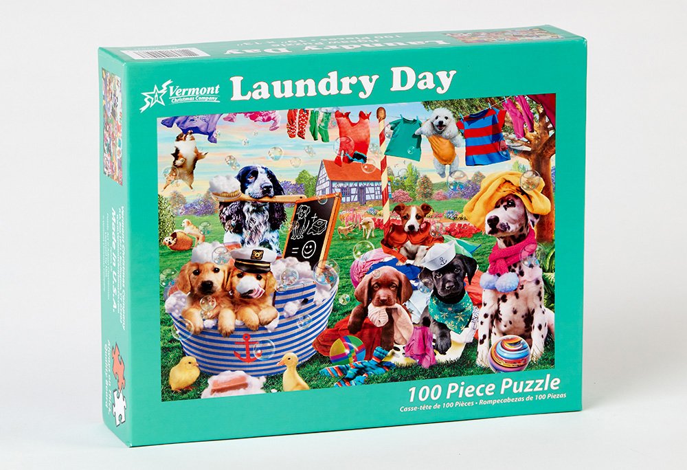 Laundry Day Jigsaw Puzzle 100 Piece by Vermont Christmas Company - Larger Pieces Perfect for Kids & Seniors