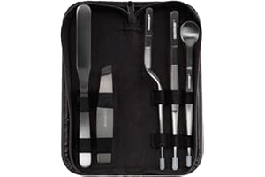 CREATIVECHEF 5 PCS Plating Tools Culinary Set Contains kitchen tweezers spatula Sauce plating spoon（Black）