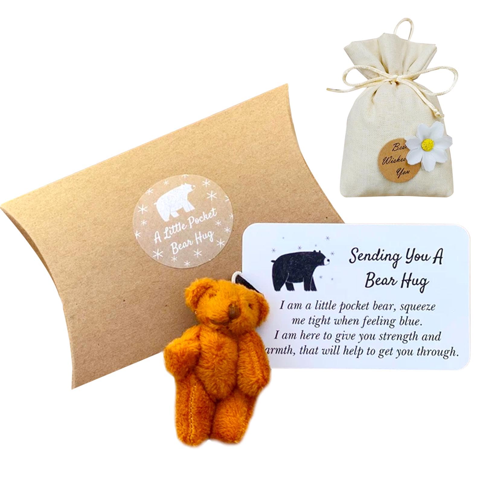 GWAWG A little Pocket Bear Hug Motivational Anti-Anxiety Greeting Cards Comfort Classmates Friends Family Kids Graduation Ceremony Holiday Special Occasions Encouragement