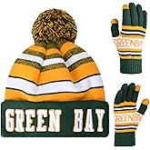 Vintage Classic Skull Cap 3D Embroidery Beanie Cuffed Winter Hat Knit Comes with Warm Gloves Gifts for Men Women Fans