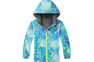 Happy Cherry Toddler/Kid Boys Girls Printed Windbreaker Jacket Mesh Lined Water-Repellent Hoodie Coat 4-12Y