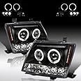 AUTOZENSATION Compatible with 2005-2015 Nissan Xterra, Left + Right Pair Headlamps Assembly, Black LED Projector Headlights