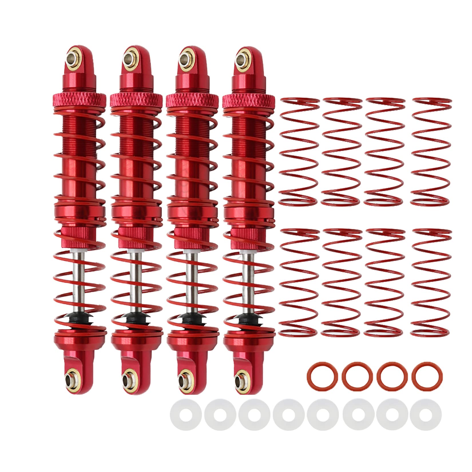 RXZIXYL 4-Pack Front Rear RC Shock Absorber 70mm 80mm 90mm 100mm 110mm 120mm Adjustable Assembled Spring Damper Axial SCX10 Oil Damper for 1/10 RC Crawler Car AXI03007 RBX10 D90 TRX4…