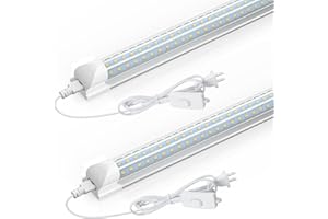 CNSUNWAY LIGHTING CNSUNWAY LED Shop Light 2FT, 24W 3600LM 6500K Super Bright, T8 Integrated LED Light Fixture, D-Shape, High Output, Linkable Utility 24'' Shop Lights for Room, Garage, Workbench, Warehouse, 2 Pack