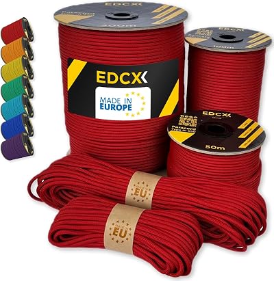 EdcX Paracord 4mm 550 Type III 10–300m EU Made 7-Strand Nylon Cord