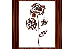LYMSSESS Large Rose Stencil for Painting (15x12 Inches) - DIY Wall Stencils for Crafts Reusable for Canvas, Fences, Fabric, Furniture (Rose 12x15 Inch)