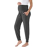 BRATUC Maternity Pajama Pants Bamboo Viscose Pregnancy Lounge Pants Soft Stretchy Loose Comfy Bottoms with Pockets