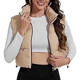UVSAI Women's Crop Puffer Vest Stand Collar Sleeveless Zip Up Vest Lightweight Padded Gilet