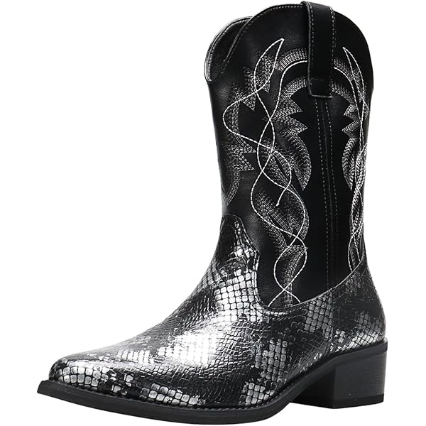 Amazon.com | New Rock 7934-S2 Men's Black Western Embossed Python