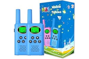 POKPOW Walkie Talkies for Kids 2 Pack,Indoor and Outdoor Toys for 3-12 Year Old Boys Girls,Long Range 22 Channels 2 Way Radio with Backlit LCD Flashlight,Birthday Christmas Easter Gifts(Blue)