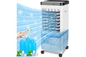 VERMINGET Portable Air Conditioners,3 IN 1 Room Air Conditioners,Swamp Cooler with 3.4 Gal Water Tank,Ac Unit with Timer,3 Speeds,80° Oscillation,Air Cooler for Room Kitchen Bedroom (3.4 Gallon)