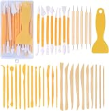 Tomoyuki Pottery Clay Sculpting Tools 39 Pcs Wood Plastic Metal Dual-Head view 1