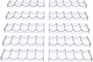 Gatherchuan Acrylic Poker Chip Tray Rack Without Lid for 100 Standard Casino Chips,Tray Rack Chip Storage Display Case for Texas Hold'em, Blackjack,Gambling, Poker Clubs,Clear