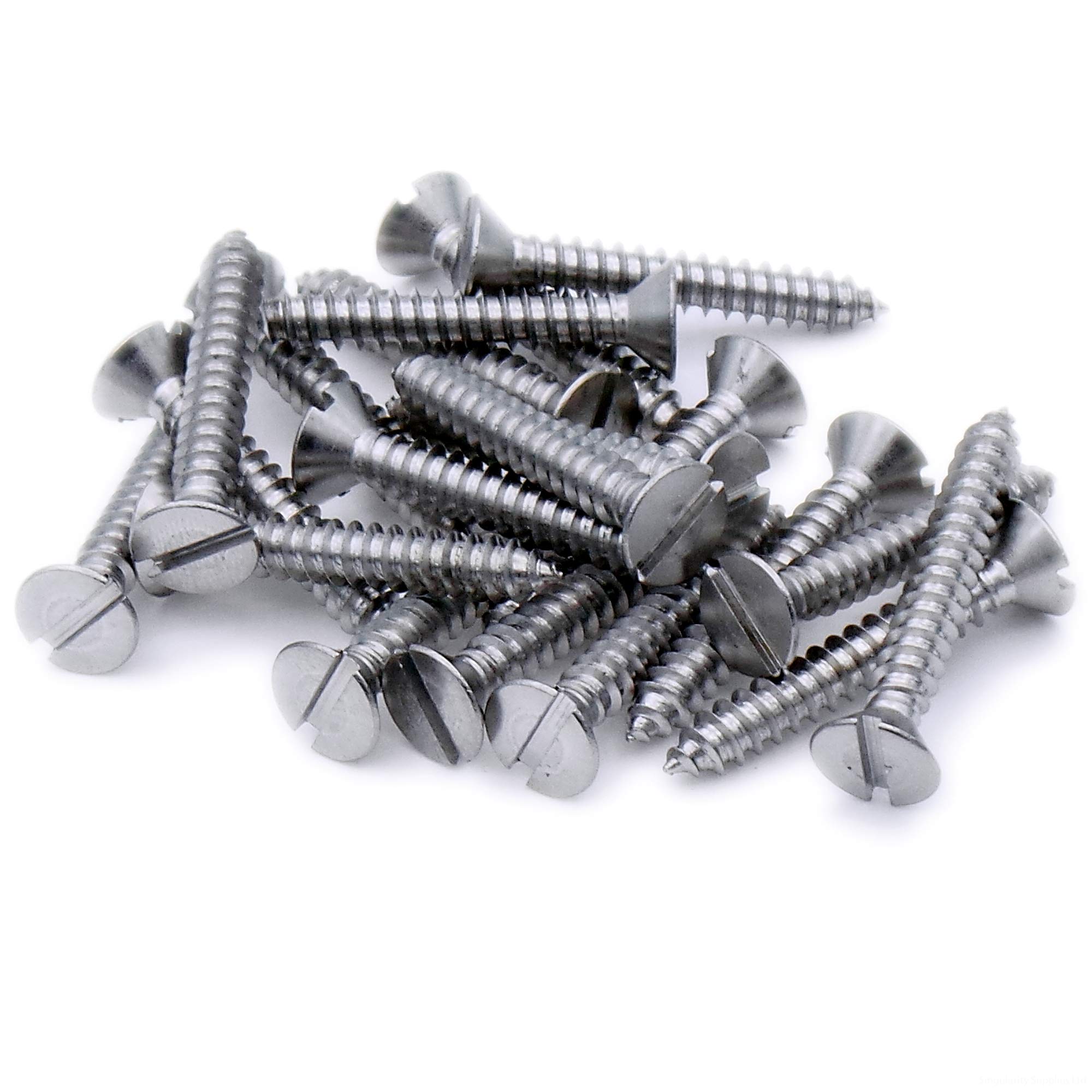 No.8 x 0.75 (4.2mm x 19mm) Slot Countersunk Self-Tapping Screw - Stainless Steel (A2) (Pack of 20)