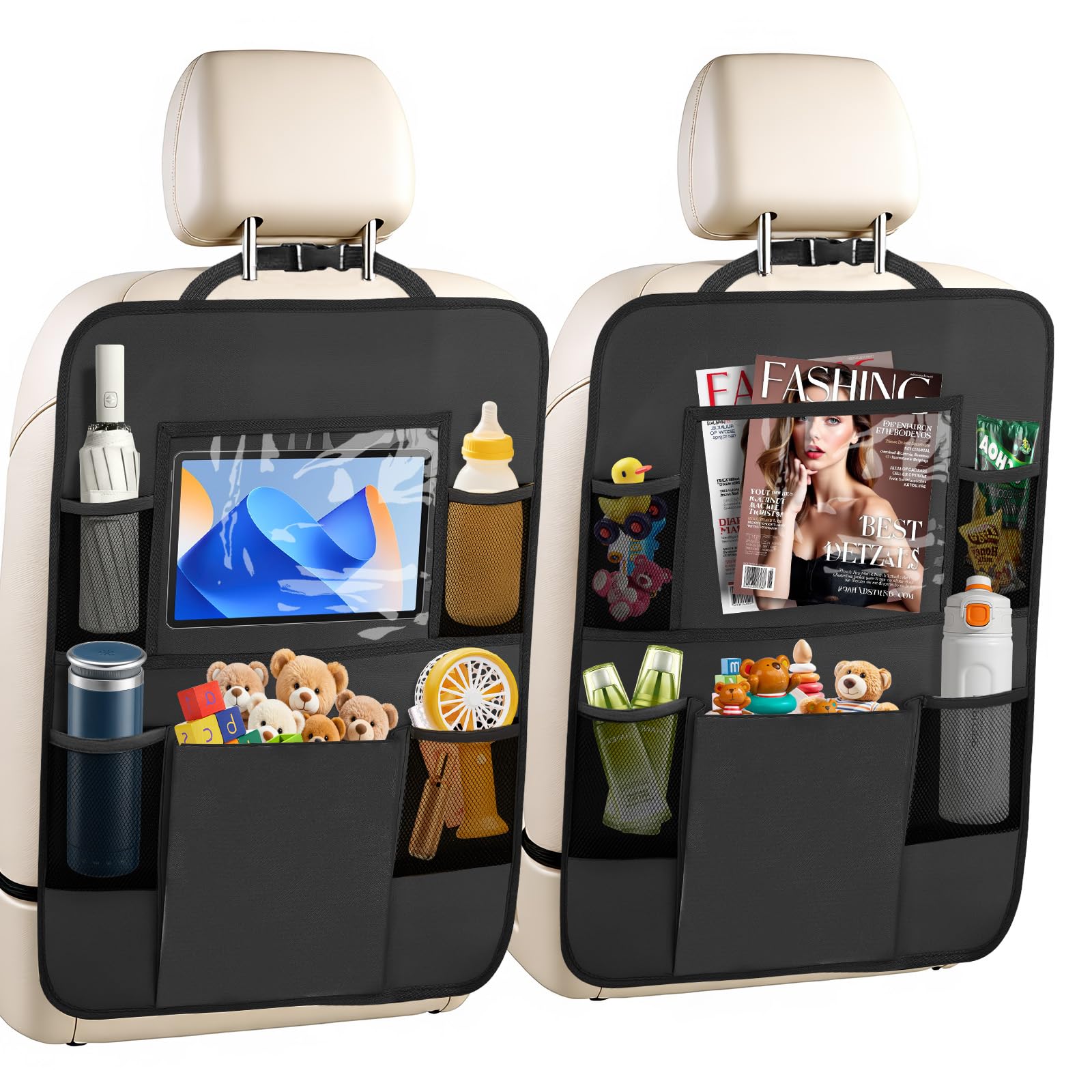 Photo 1 of *USED*
AXELECT 2 Pack Car Backseat Organizer with Touch Screen Tablet Holder,6 Storage Pockets Protectors Kick Mats,Car Back Seat Cover Protector Travel Accessories for Kids