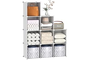 C&AHOME Cube Storage Organizer, 9-Cube Shelves, Closet Cabinet, DIY Plastic Modular Bookshelf Ideal for Bedroom, Living Room,