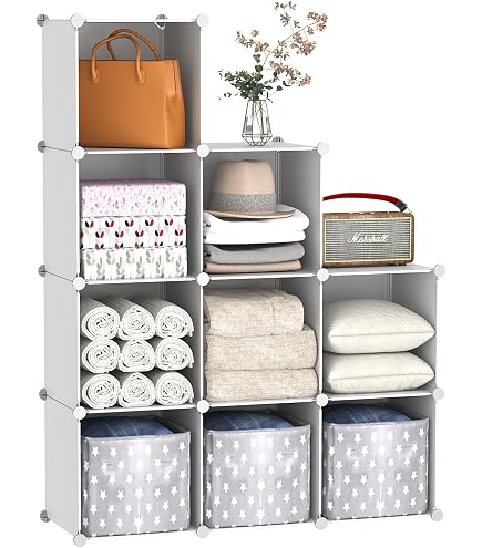 SONGMICS Meuble De Rangement 12 Compartiments - Étagère Cubes Plastique Modulable Blanc Pour Salon Chambre