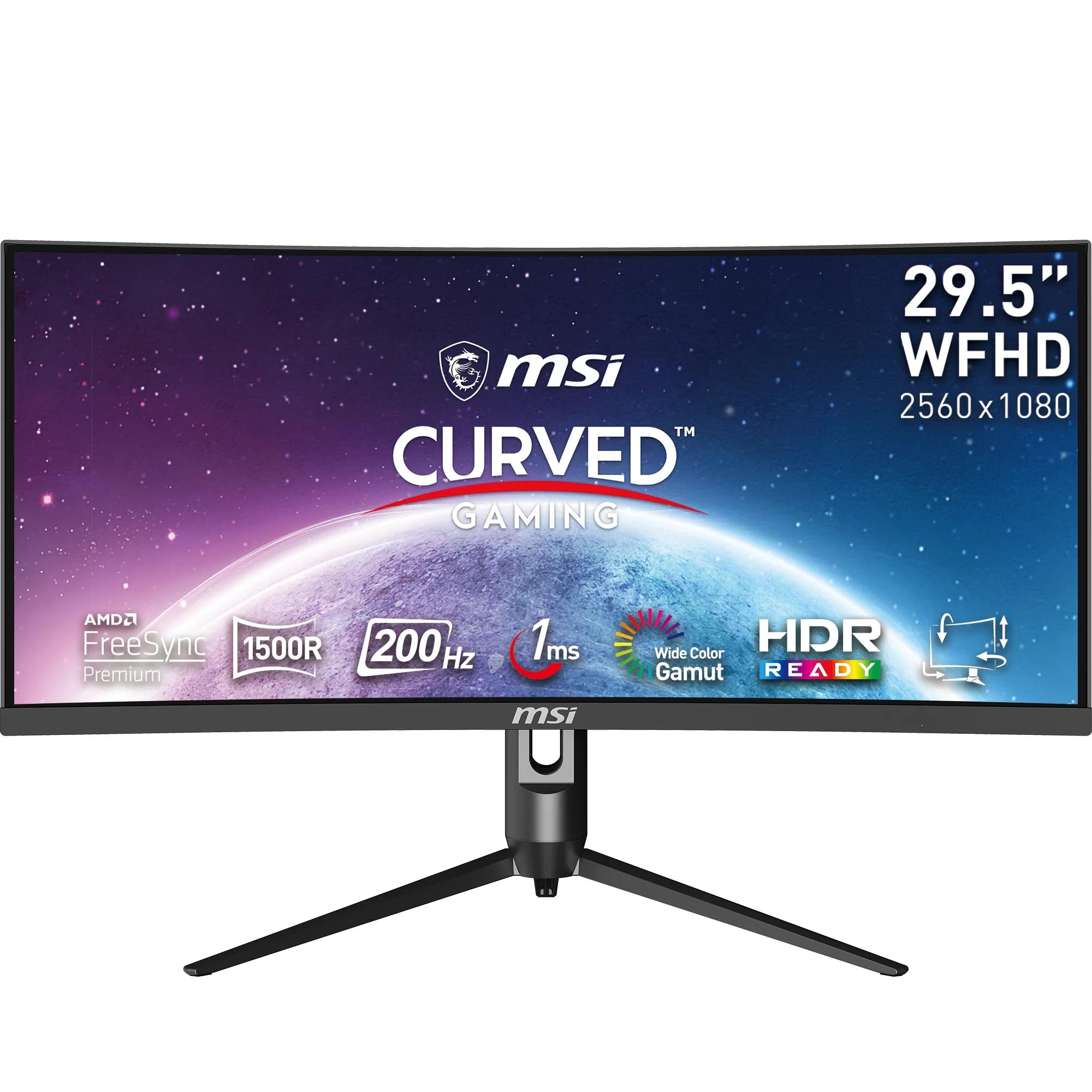 Photo 1 of MSI MAG301CR2, 30" Gaming Monitor, 2560 x 1080 (UWFHD), VA, 200Hz, FreeSync, HDR Ready HDMI, Displayport, USB C, Tilt, Swivel, Height Adjustable,Black