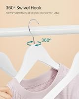SONGMICS Wooden Hangers 20 Set Coat Hangers with Shoulder Notches 360° Hook view 6