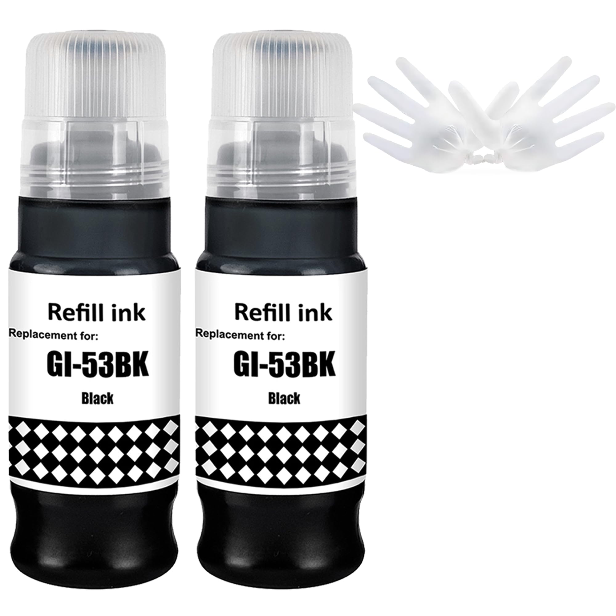 LCL Compatible Ink Bottle GI53 GI-53 BK Replacement for Canon Pixma G550 G650 (2PK Black)