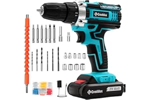 Creddux Cordless Drill Set 21v Power Drill Cordless With Battery & Charger, 84pcs Accessories Electric Drills Variable Speed, 3/8" Keyless Chuck, Built-In Level and 2 Driver Bule kit