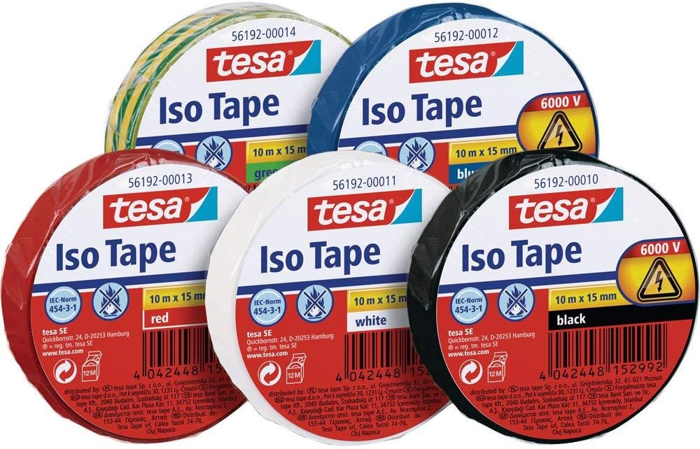 tesa Insulating Tape Electrical PVC tape, White, 10m x 15mm - Image 5