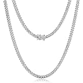 TRIPOD JEWELRY 4mm 6mm Miami Cuban Link Chain 14K REAL Gold Plated 316L Stainless Steel Solid Necklace Bracelet for Womens Mens(Double Safety Clasp, Custom Box and Pouch Packing, Christmas Gift)