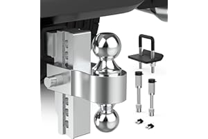 DEEAGLE Aluminum Adjustable Trailer Ball Hitch Fits 2 inch Receiver 6 inch Drop/Rise Hitches, Truck Tow Hitch with Hitch Tightener & 2 Pin Locks, 12,500LBS GTW