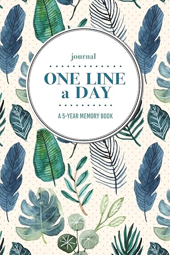 Download Journal | One Line a Day: A 5-Year Memory Book | 5-Year Journal | 5-Year Diary | Floral Notebook for Keepsake Memories and Journaling | Feather and Palm Pattern PDF