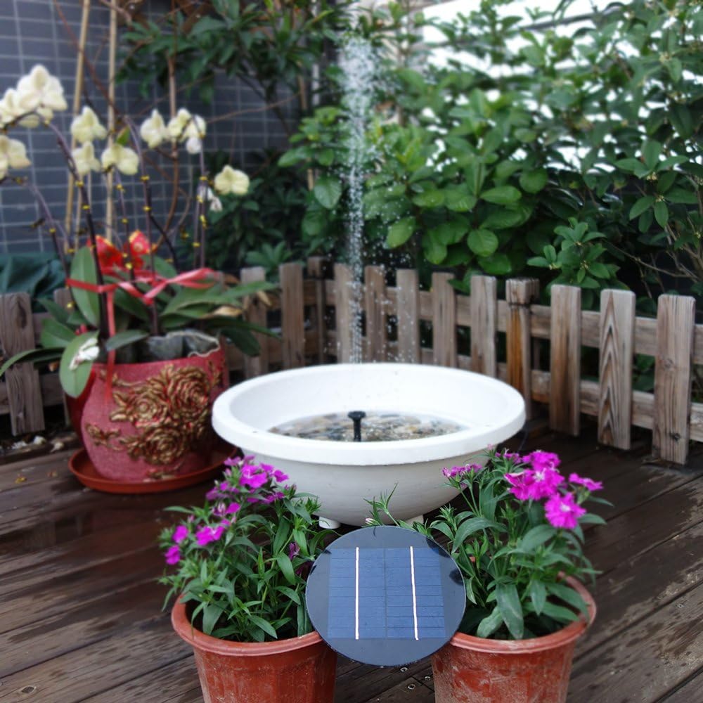 MASO Solar Fountain Pump Solar Pond Pump 9V 1.5W Solar Powered Fountain Submersible Brushless Water Pump Kit Includeding 4pcs Different Fountain Nozzles for Bird Bath Pond Pull Garden - Image 3