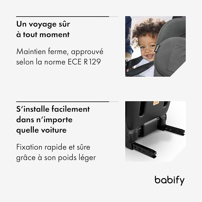 FlexiFit Premium siège Auto 15 à 36 kg - Isofix, ECE R129, Appui-tête 11 Positions, Dossier inclinable, côtés Extensibles, Pliant, Gris