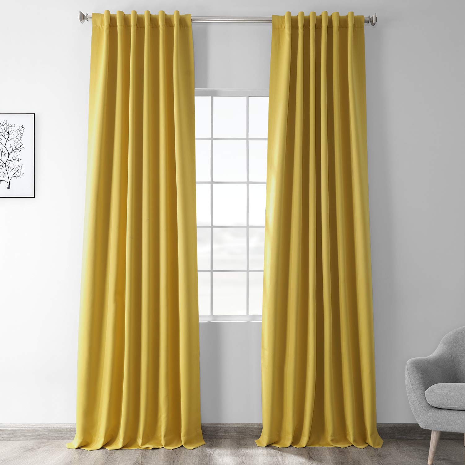 HPD Half Price Drapes Room Darkening Curtains 84 Inches Long for Bedroom & Living Room (1 Panel), 50 X 84, Solarium Yellow