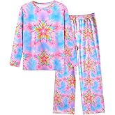 Sylfairy Girls Pajamas 2-Piece Pjs Set Kids Long Sleeve and Pants Jammies Casual Wear Girls' Sleepwear Lounge Clothes Big Kid