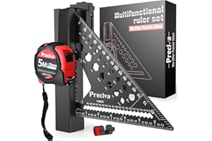 Preciva Carpenter Square Set - Rafter Square Holster for Tool Belt, Triangle Carpenter Square with Square Holder, Carpenter M