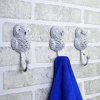 Casa Decor Baby Standing Owl Single Animal Shaped Coat Hat Hook, Standard (White)